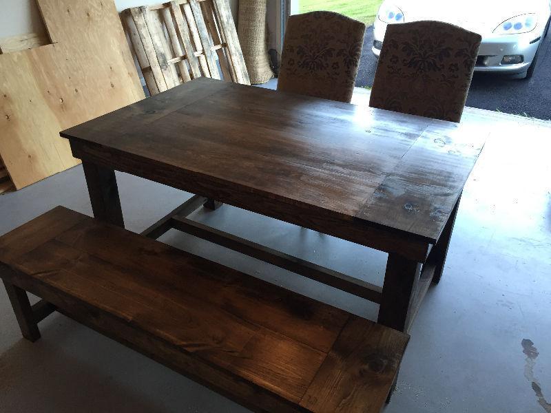 Farmhouse style kitchen table with bench