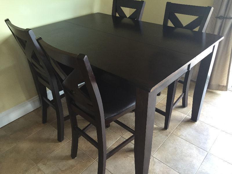 Pub height kitchen table with 4 chairs