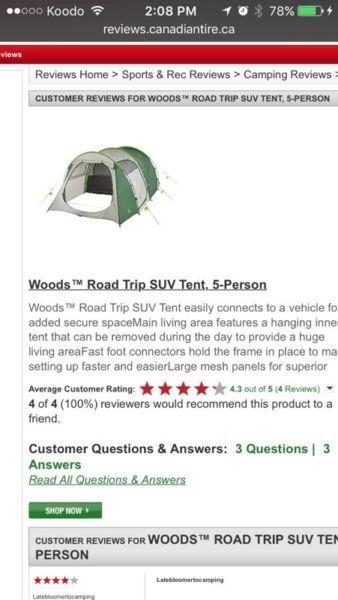 Woods road trip tent