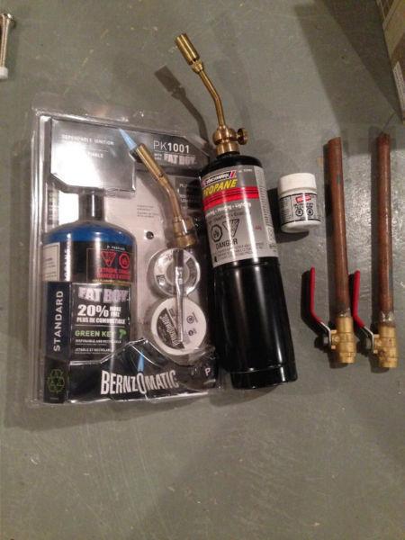 2x Propane Torch (1 Brand New Sealed), Ball Valves, Copper Pipe