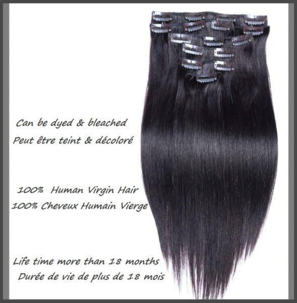 CLIP IN hair extensions,VIRGIN REMY HUMAN HAIR 7A,7 pcs Set