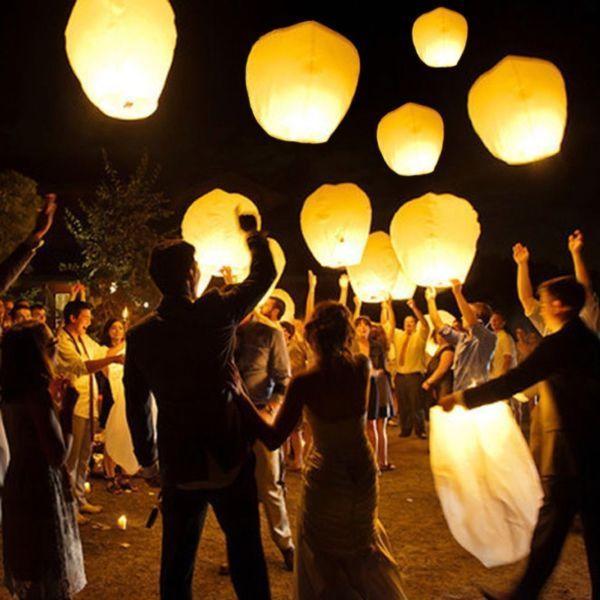 White Paper Chinese Lanterns Sky Fly Candle Lamp for Wish Party