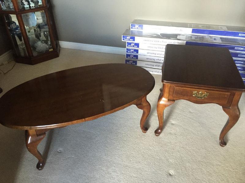 French provincial coffee table and end table