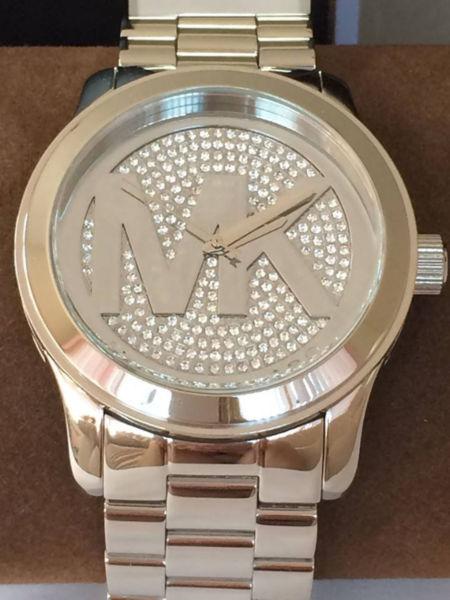 MICHAEL KORS SILVER CRYSTAL MK WATCH