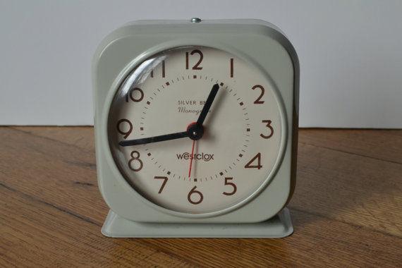 Vintage Westclox Silver Bell Monogram Alarm Clock Retro 1950's