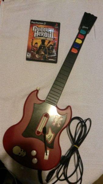 Playstation 2 Gibson Sg Guitar W/ Guitar Hero 3