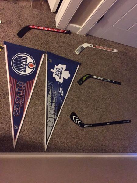 Hockey flags and mini sticks