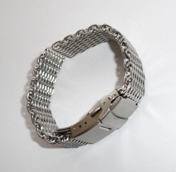 Stainless steel 24 mm watch mesh shark bracelet band thick strap