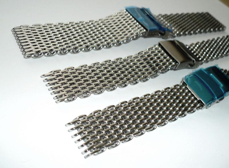 Stainless steel 24 mm watch mesh shark bracelet band thick strap