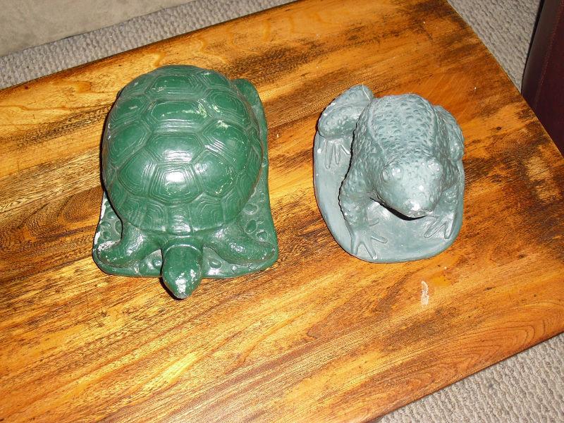 Vintage turtle & frog water fountain well ornaments spouts heads