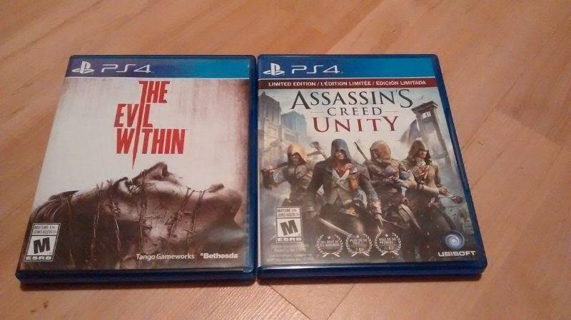 assasins creed unity .. the evil within ps4