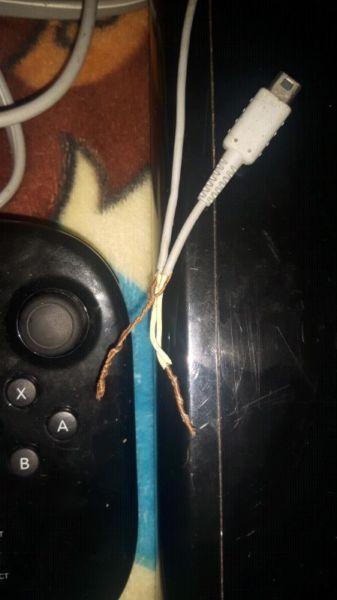 Nintendo wii u, the charger cord had to be spliced