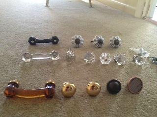 collections of crystal and copper , metal cabinet knobs, handles
