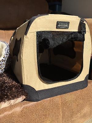 Small pet carrier with pillow and bed