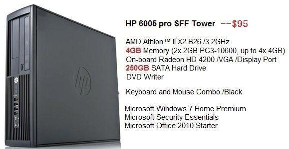 Newer HP /Lenovo Dual Core /4G /250G Slim Tower (Start at $95)