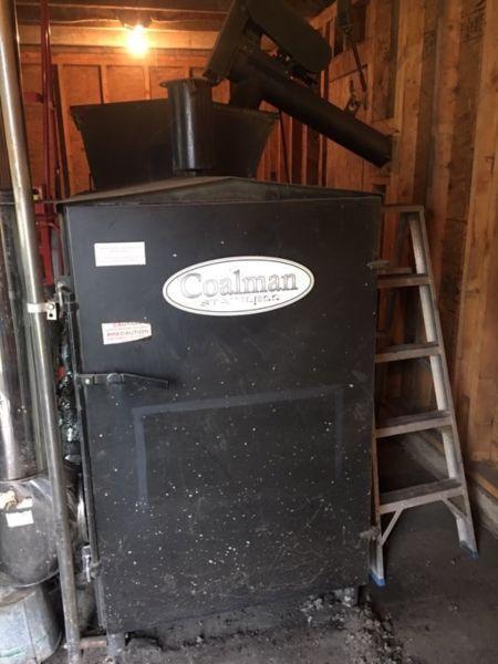 Coal burning furnace, bin, and building for sale