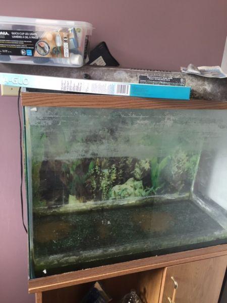 50 Gallon Fish Tank and Stand and Accessories- $50