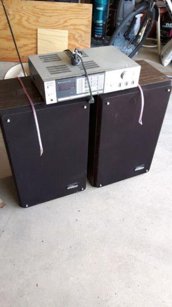 2 channel sony amp with 2 standing speakers
