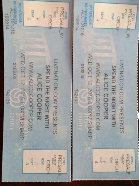 Alice Cooper, 2 tix, , Oct. 12