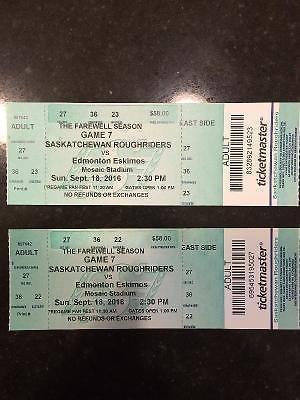 Two Rider Tickets - Sept. 18 Home Game - Section 27 - $60 Each