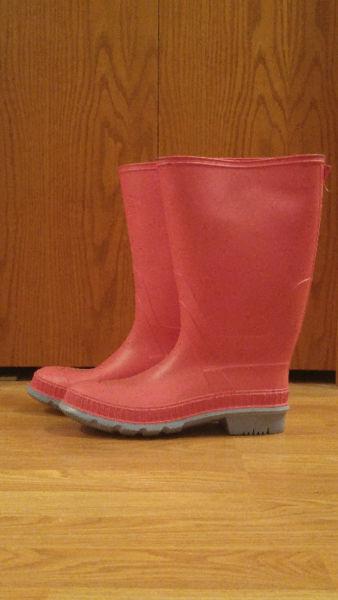 Pink rubber boots, women's size 10