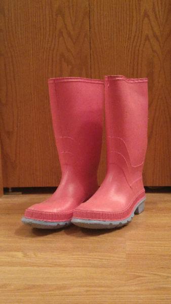 Pink rubber boots, women's size 10