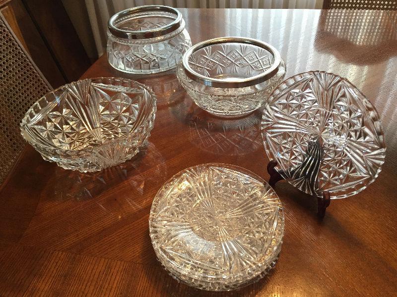 Assorted Vintage Cut Glass Dessert Bowls