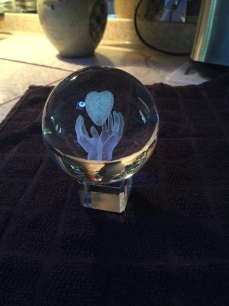 Etched Glass Globe with stand