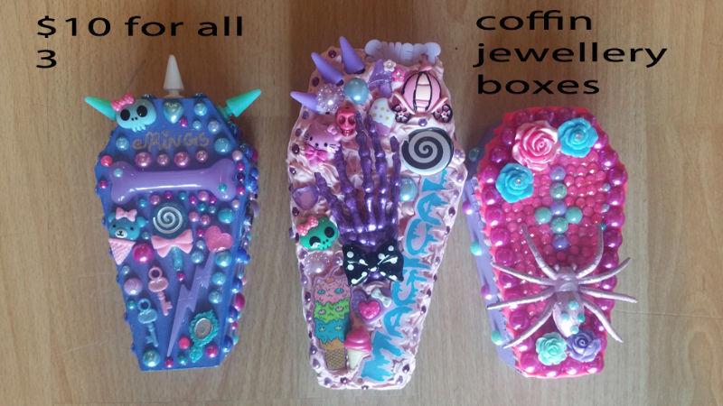 $10 FOR ALL 3 - Pastel goth coffin jewellery boxes