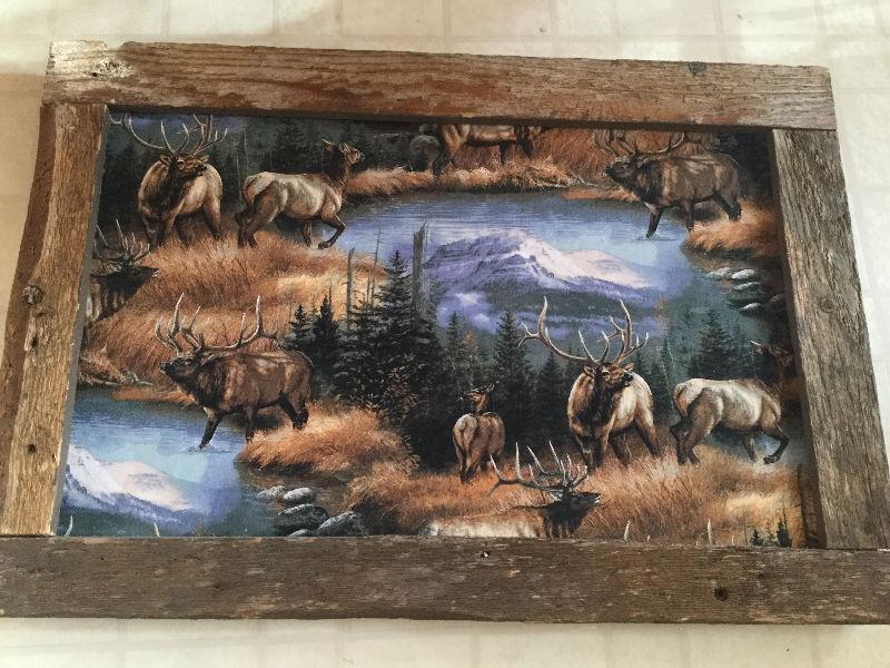 Elk mural with wooden fram