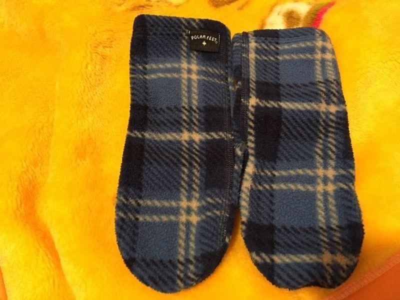 Polarfeet Kids' Nonskid Fleece Socks - Blue Flannel