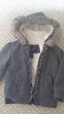 Girl 3/4TFall/Spring hoodie with/removable fur trim