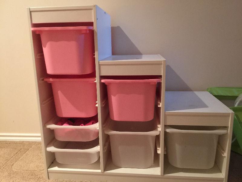 LIKE NEW! IKEA toy organizers! 2 sets--white/red and white/pink