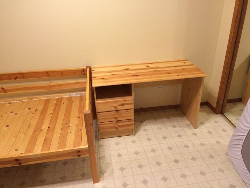 Wood bed and desk