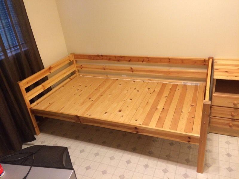 Wood bed and desk