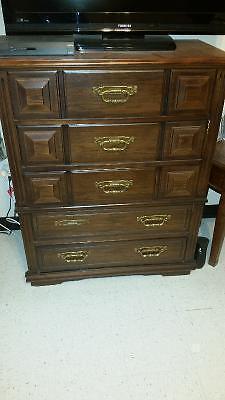 Solid wood 9 drawer dressor w/5:drawer chest & 2 night tables