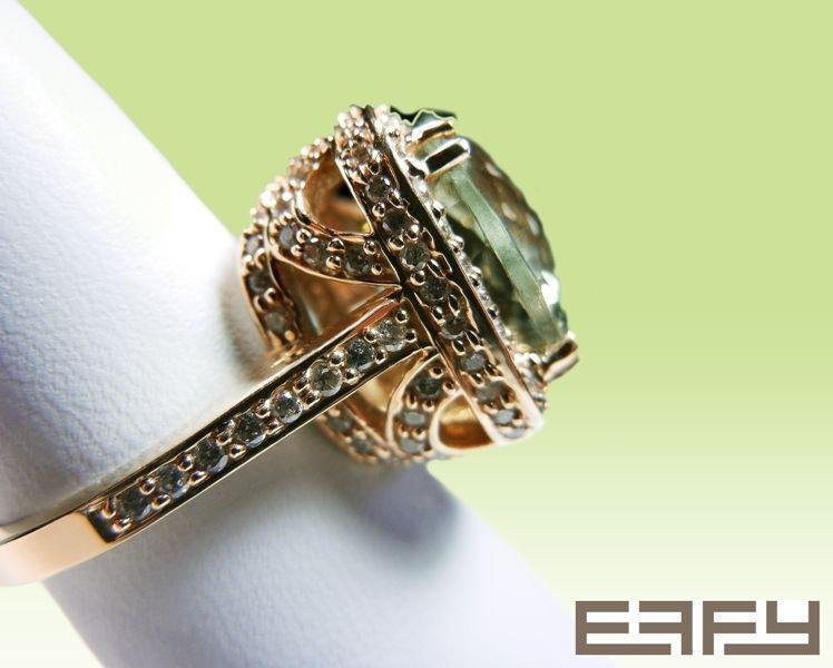 Effy 1.3CT(tw) Diamond & Amethyst Ring In 14 KT Yellow Gold