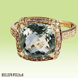 Effy 1.3CT(tw) Diamond & Amethyst Ring In 14 KT Yellow Gold