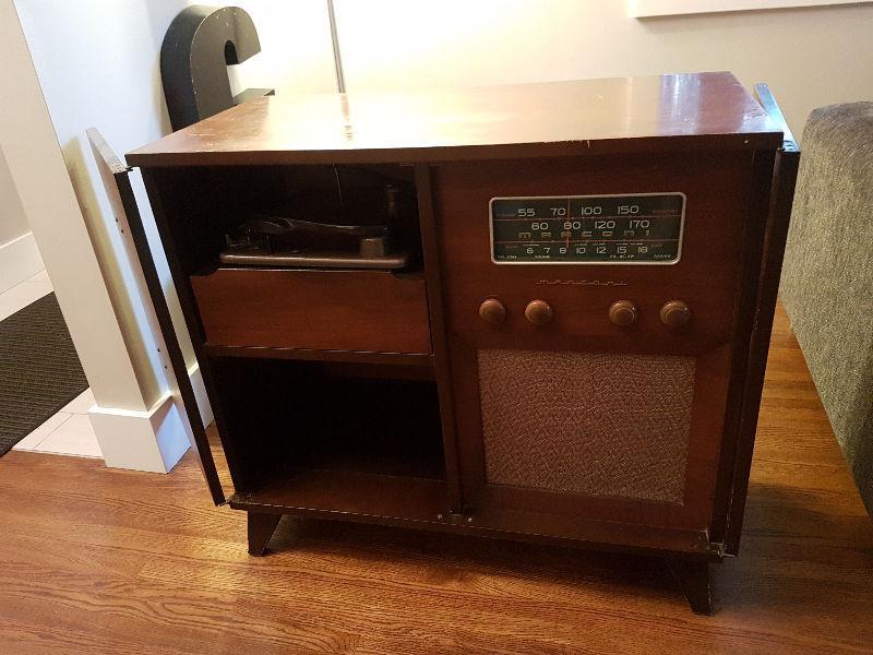 Vintage Marconi Record Player and Tube Radio