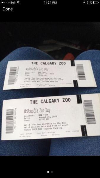 2  zoo tickets for tomorrow (24 August ) $20 pair