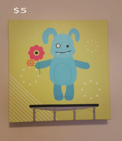 Kids room monster canvas art