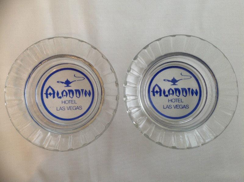 ALADDIN HOTEL CASINO LAS VEGAS GLASS ASHTRAYS ( VINTAGE )