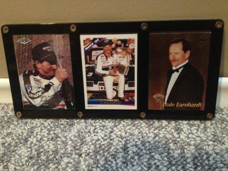 Dale Earnhardt collector cards in frame