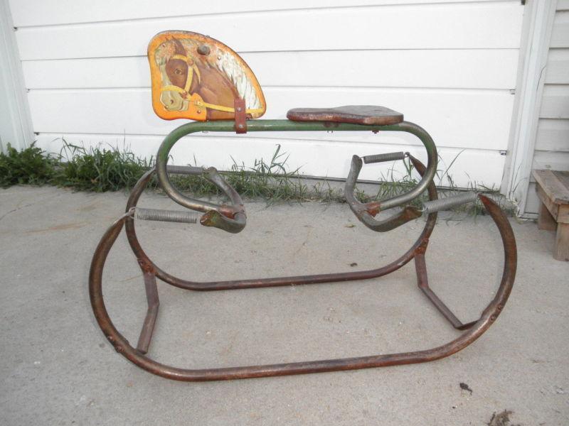 Rare Antique Toy Riding Horse Steel Spring All Original