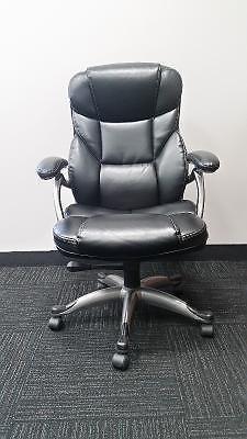 Staples Bonded leather managers high back chair, black