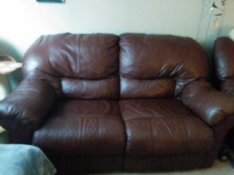 Leather Brown Couch and Love Seat set