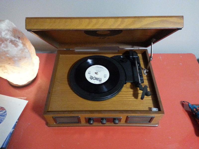 Retro wood record player