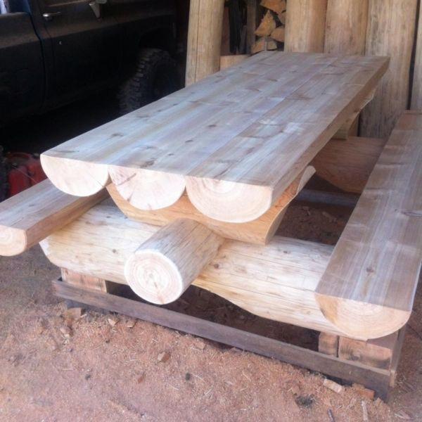 western red cedar log picnic table