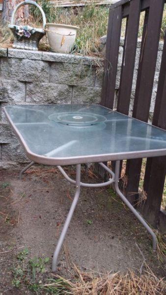 Patio table with lazy Susan