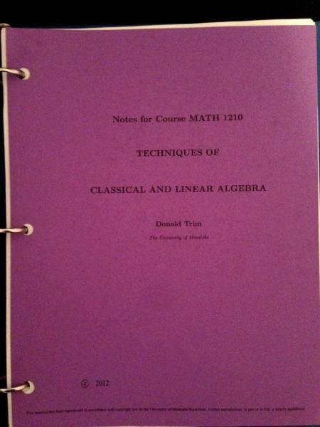 Math 1210 course book(Uni of )
